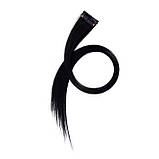 Кольорове пасмо волосся на шпильках 60 см чорне Накладне волосся, фото 2