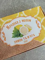 Мочалка из мешковины с мылом ручной работы 'лимон и мята' HAND MADE