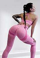 Костюм для фитнеса женский LILAFIT комплект лосины пуш ап и топ розовый M (LFS000030)