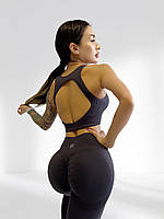 Костюм для фитнеса женский LILAFIT комплект лосины пуш ап и топ темно-серый L (LFS000091)