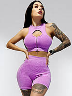 Костюм для фитнеса женский LILAFIT комплект шорты и топ сиреневый L (LFT000014)
