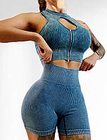 Костюм для фитнеса женский LILAFIT комплект шорты и топ изумрудный M (LFT000015)