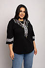 Блуза 3/4 вишиванка жіноча батал 58-64 рр підвіска Чорний, фото 3