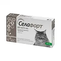 Краплі на холку Селафорт для кішок 7.6-10 кг від зовнішніх і внутрішніх паразитів №1