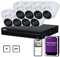 Комплект IP видеонаблюдения Dahua IP KIT 8x2MP INDOOR + HDD 1TB видеорегистратор + 8 камер + диск 1Тб