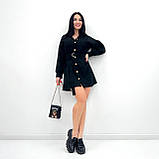 📌 Вельветова сукня з широкими рукавами, коротка, з поясом, на гудзиках, однотонна, весна/осінь | Норма, фото 3