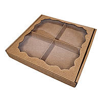 Коробка для пряників, цукатів з вікном та ложементом  200х200х30 мм.