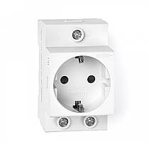 Розетка на DIN-рейку із заземлювальним контактом, 16 А CHINT 775001 на дин-рейку, ЧИНТ-розетка модульна в щит бокс