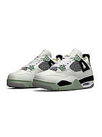 Женские кроссовки Air Jordan 4 Retro Seafoam White Найк Джордан Ретро IV белые кожаные демисезон