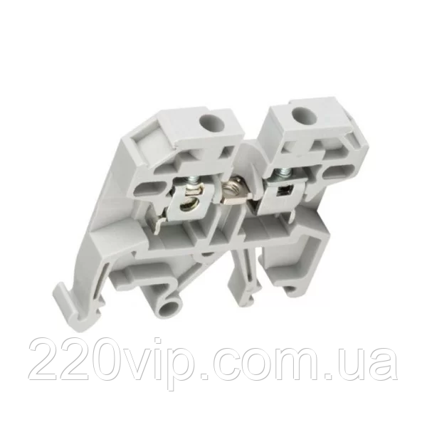Клема JBX-4 сіра CHINT, колодка збірна, затискна, гвинтова, 554033 клемник з'єднувальний на DIN рейку