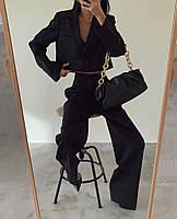 Костюм жіночий брючний з укороченим піджаком і широкими брюками (Норма), фото 3