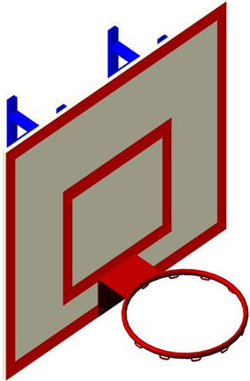 Щит баскетбольний "Кубік" , на стіну, відступ 0,3 м, фанера, 0,9х1,2 м, фото 2