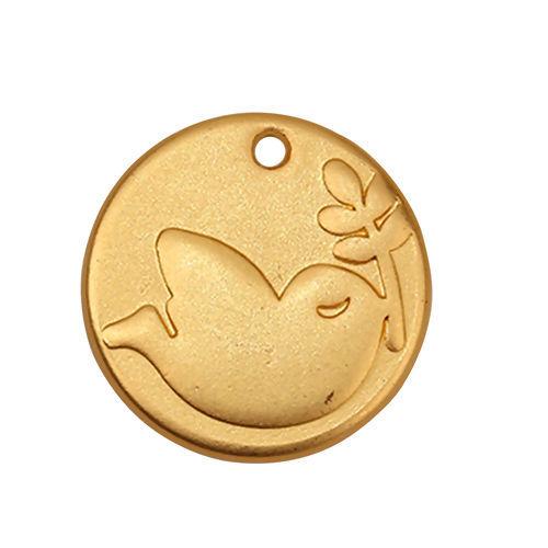 Підвіски Finding Кулон птах голуб миру Золотистий 15 мм, фото 1