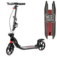 Двоколісний самокат Best Scooter L-21044 складаний з ручним гальмом і фарою червоний