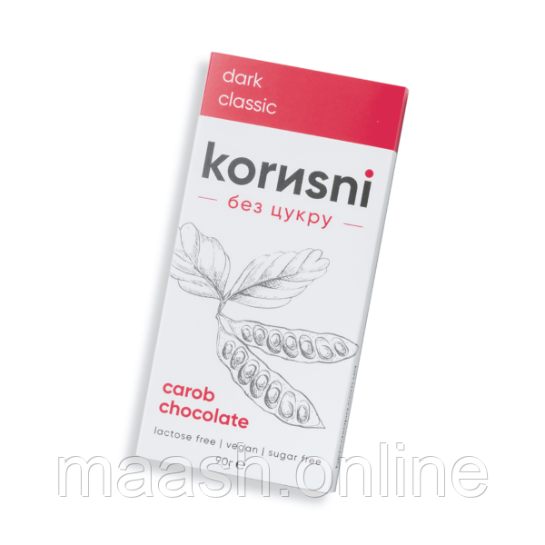 Шоколад Кероб Класичний без цукру Korusni Корисні, 90г