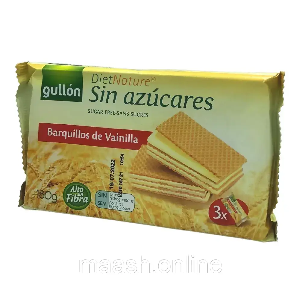 Вафлі з ваніллю без цукру Gullon Diet Nature, 180г, фото 1