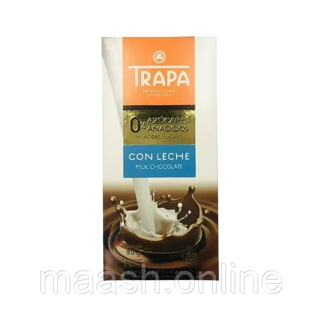Шоколад молочний без цукру Trapa, 80г