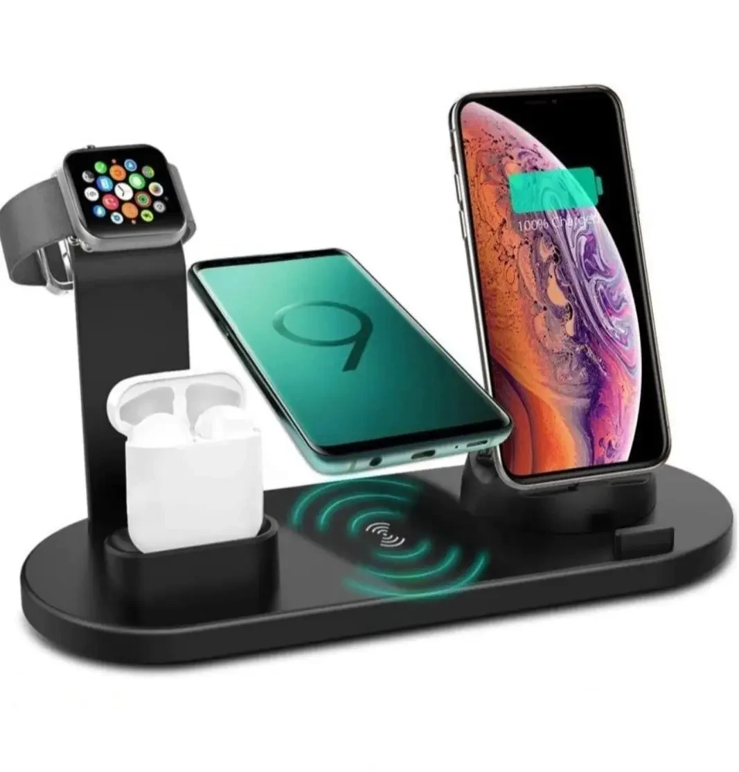 Бездротова зарядна станція 5 в 1 для iOS та Android Wireless charger Мультифункціональний девайс для заряджання, фото 1