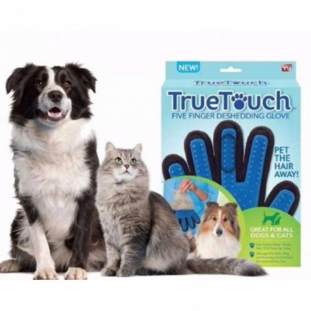 Перчатка щетка для вычесывания шерсти True Touch Pet Brush Gloves! Скидка - фото 1 - id-p2139024516
