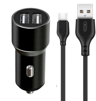 Зарядний пристрій XO 2хUSB + кабель Type-C TZ09 Black