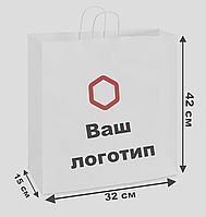 Пакет крафтовий 32х42х15 см із вашим логотипом паперові пакети з текстом із ручками