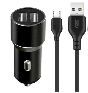 Зарядний пристрій XO 2хUSB 2.4A + кабель USB - Micro TZ09 Black