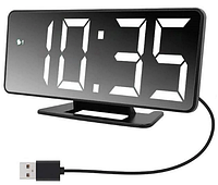 Часы електронные с будильником настольные от сети и батареек с белыми диодами VST-888-6