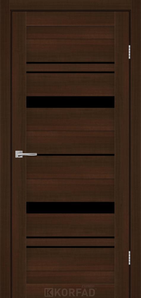 Двері міжкімнатні Korfad Express Belmina - Каштан бурбон (з чорним склом), фото 1