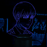 Акриловый 3D светильник-ночник Атака Титанов Армин Арлерт синий