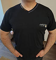 Мужская летняя футболка из хлопка с V-образным вырезом размеры 3XL-6XL