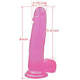 Фалоїмітатор із мошокою Jelly Studs Crystal Dildo Large 8" Pink, фото 3