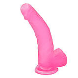 Фалоїмітатор із мошокою Jelly Studs Crystal Dildo Large 8" Pink, фото 5