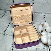 Скринька-органайзер для прикрас шкірзам 9,5х9,5х4,5 Фіолетова