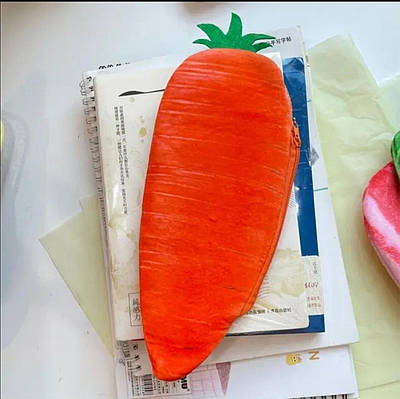 Морква пенал, чохол, косметичка, гаманець, сумочка, чохол для телефону. Оригінальний подарунок. Пенал у школу.
