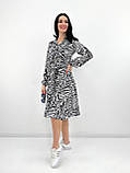 📌 Стильна жіноча Сукня принт зебра, міді, весна/осінь, оверсайз | Модне плаття сорочка софт шовк | Батал, фото 8