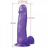 Фалоїмітатор із мошокою Jelly Studs Crystal Dildo Large 8" Purple, фото 7