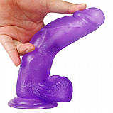 Фалоїмітатор із мошокою Jelly Studs Crystal Dildo Large 8" Purple, фото 5