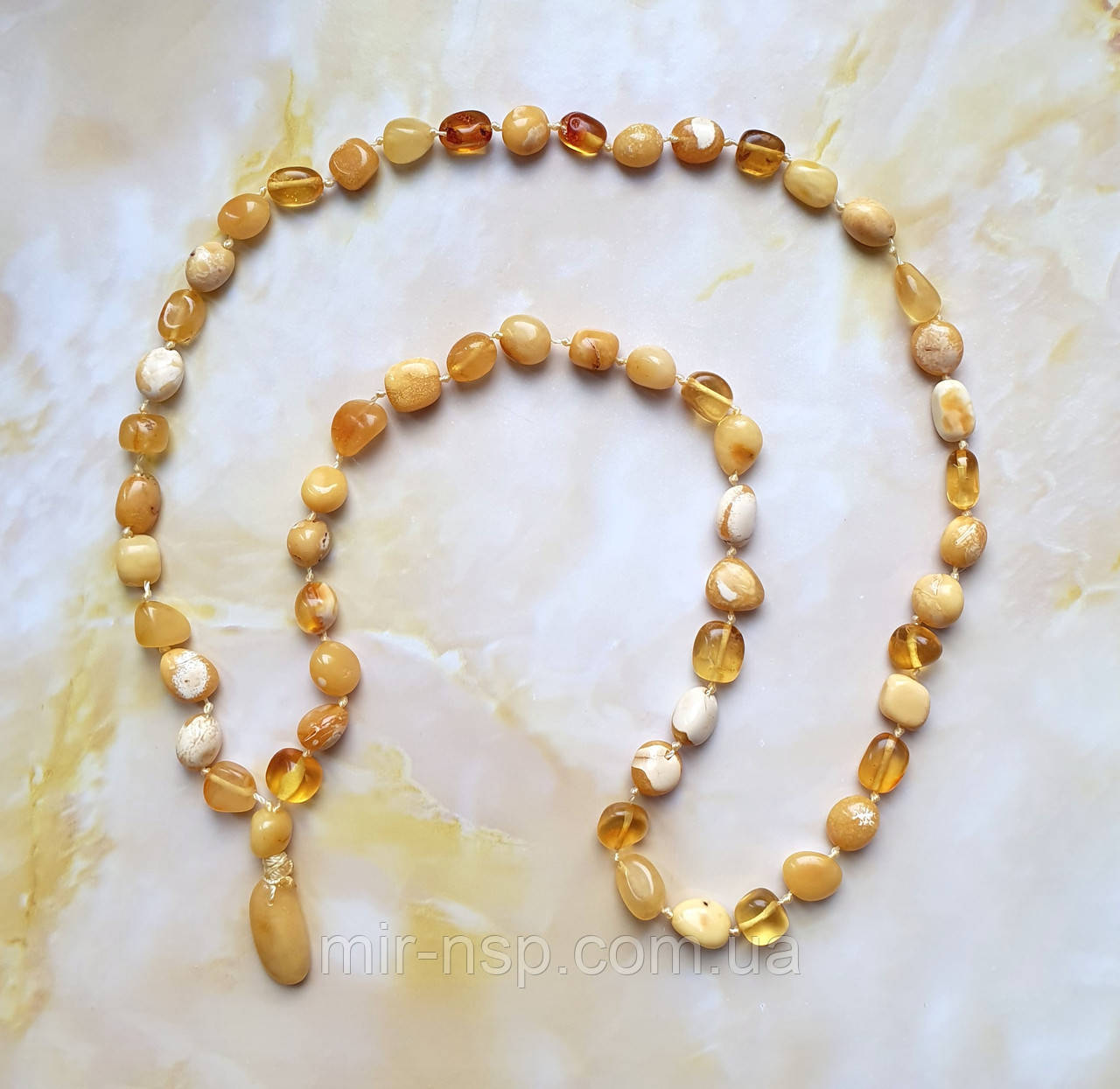 Намисто 100% натуральний бурштин (не прес, не плавка) вага 16г довжина 63 см, фото 1