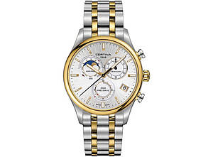 Годинник Certina DS-8 Moon Phase Chronograph – сталь та золото, 42 мм, годинник хронограф, швейцарський годинник