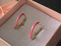 Женские серьги-кольца (конго) Xuping с эмалью и камнями позолоченные 18К В картонной коробочке