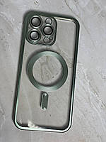 Чехол для iPhone 15 Pro Max Shining MagSafe зеленый с защитными линзами на камеру