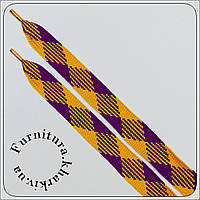 Шнурки широкі (3 см) жовто-фіолетові 120 см завдовжки