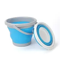 Ведро туристическое складное Collapsible Bucket Походное силиконовое круглое с ручкой 10 литров