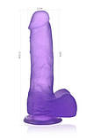 Фалоїмітатор із мошокою Jelly Studs Crystal Dildo Medium 7" Purple, фото 6