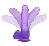 Фалоїмітатор із мошокою Jelly Studs Crystal Dildo Medium 7" Purple, фото 3