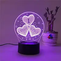 Деактивований світильник-нічник 3d i love you