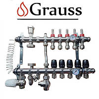 Коллекторный узел в сборе для системы, с нижним подключением 1012-5 "ТЕПЛА ПОЛА" Grauss на 5 выхода из