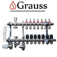 Коллекторный узел в сборе для системы, с нижним подключением 1012-7 "ТЕПЛА ПОЛА" Grauss на 7 выхода из