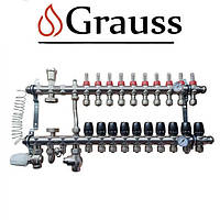 Коллекторный узел в сборе для системы, с нижним подключением 1012-10 "ТЕПЛА ПОЛА" Grauss на 10 выхода из