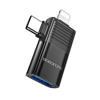 Адаптер BOROFONE BV18 iP male/Type-C male to USB female USB2.0 2-in-1 adapter